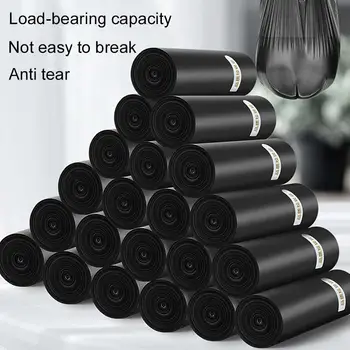 

100Pcs Black Thicken Disposable Home Kitchen Dormitory Plastic Garbage Bag Garbage Bucket Roll Point Break Type Trash Waste Bag
