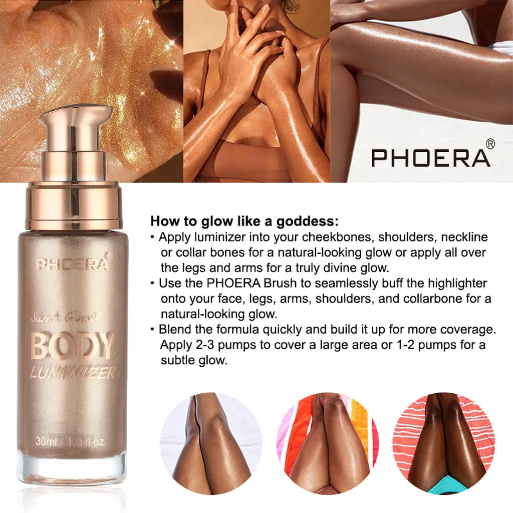 PHOERA Body luminizer, макияж, крем для лица, тела, мерцающий, макияж, жидкость, осветление