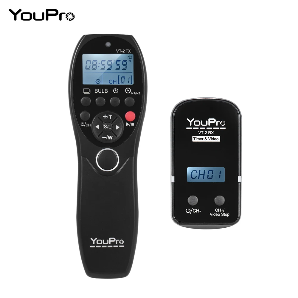 

YouPro VT-2 Wireless Remote Control Commander LCD Timer Shutter Release Video Transmitter Receiver for Sony A7 Series Camcorder