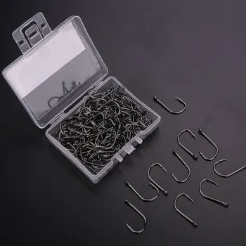 

Fishing Bait Black 100Pcs Sharpened Carp Fishhook Size 12 Hook Sporting Goods Fish Carbon Steel Sport