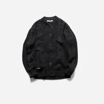 

luoye luo ye 2020 Autumn New Style Japanese-style Origional Thick Needle Baseball Sweater Cardigan Ms008