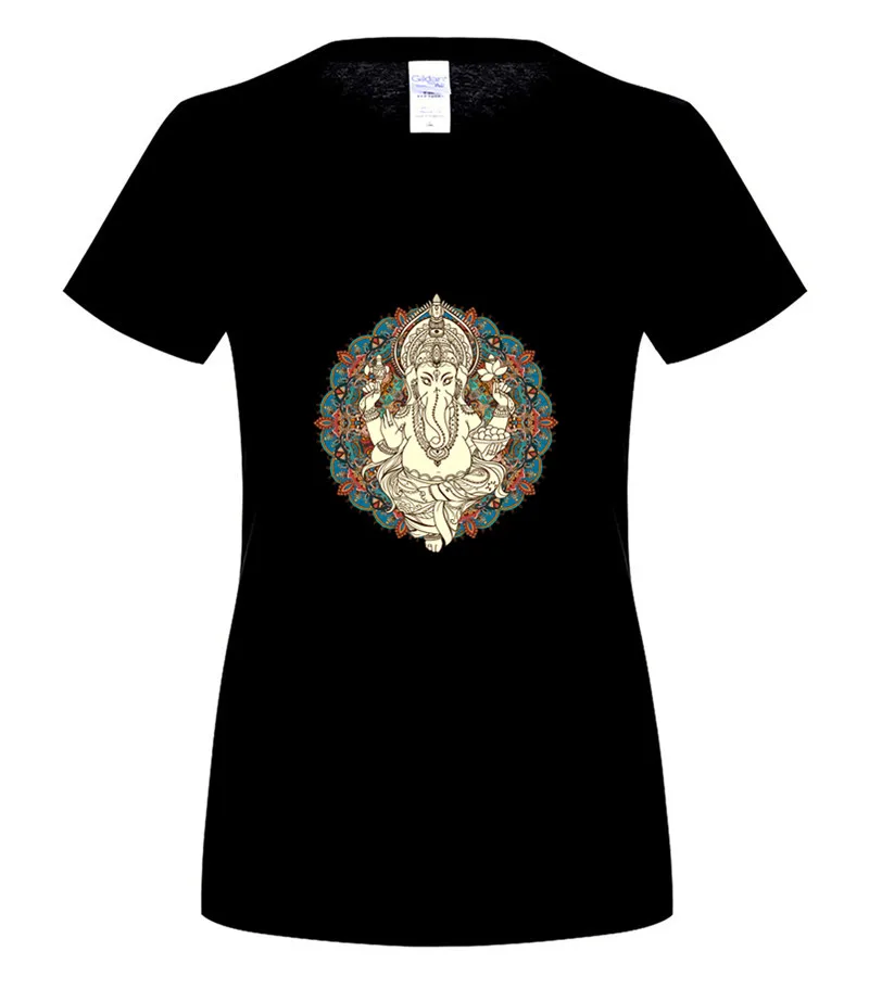 Fashion T shirtshort sleeve design Lord God Ganesha printed cool s shirtsMen Tshirt - Цвет: women black