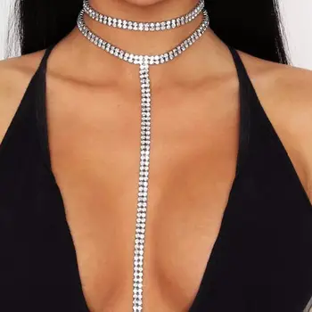 

sexy Necklace tassel simple Crystal Rhinestone Necklace, suitable for women's personality luxury neckline jewelry