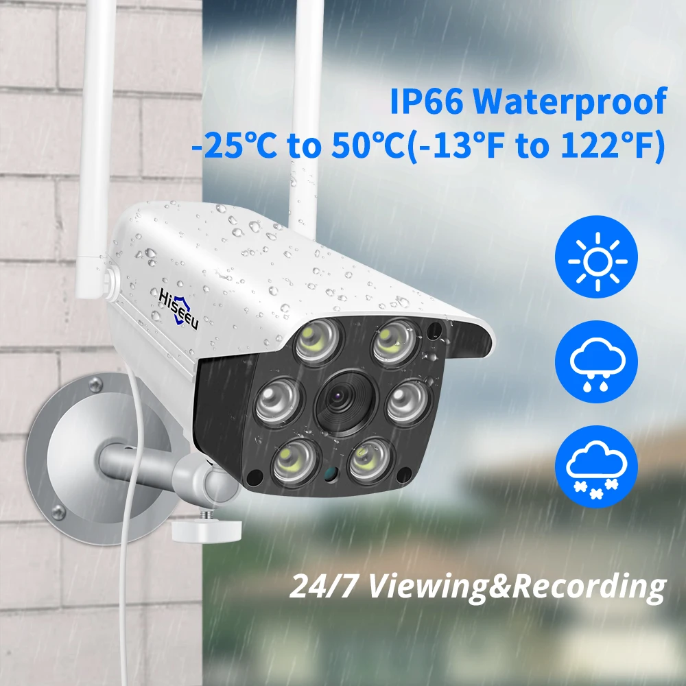 Hiseeu 4MP 2MP IP камера wifi 1080P беспроводная наружная Водонепроницаемая цилиндрическая камера цветная камера ночного видения безопасности P2P Onvif