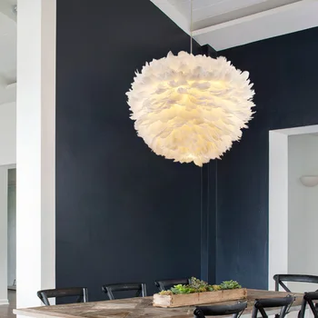 

Nordic Modern Creative Personality Bird's Nest and Feather Chandeliers, Applied to Bedroom Dining Room Children's Room Lights AC