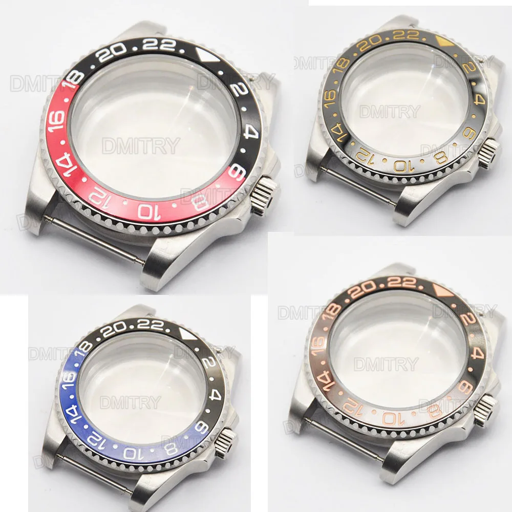

Sapphire Crystal 40mm GMT Watch Case Ceramic bezel watch parts 100M wateproof fit Mingzhu DG3804 Automatic Watch Movement