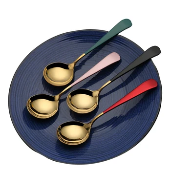

Stainless Steel Cutlery, Spoon For Dessert Coffee, Titanium Thickened Mixing Tablespoon Jogo De Jantar