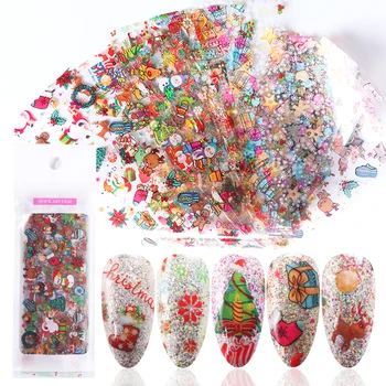 

10pcs Christmas Decorations On Nails DIY Transfer Nail Foil Stickers Snowman ELk Adhesive Wraps For New Year Manicure LAMC01-1
