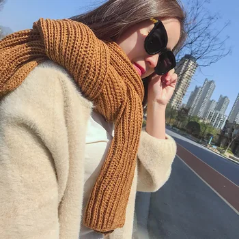 

Fall/winter new solid color wool scarf men's wool scarf women's acrylic knitted wool scarf