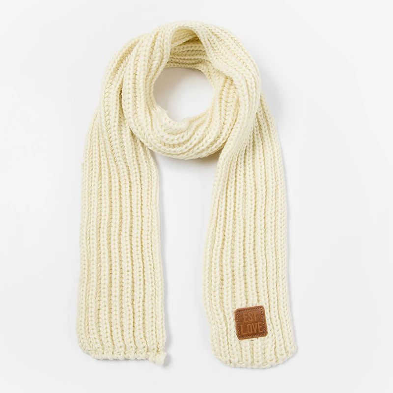 ZK008 beige Детские зимние штаны шарф; шарф для девочек, для мальчиков теплые шею шарфы Вязание с меховыми бомбонами, шейный платок шарфы - Цвет: ZK008 beige