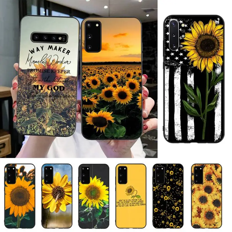 Силиконовый черный чехол для телефона Babaite с подсолнухами Samsung S20 S10 S8 S9 Plus S7 S6 S5 Note10