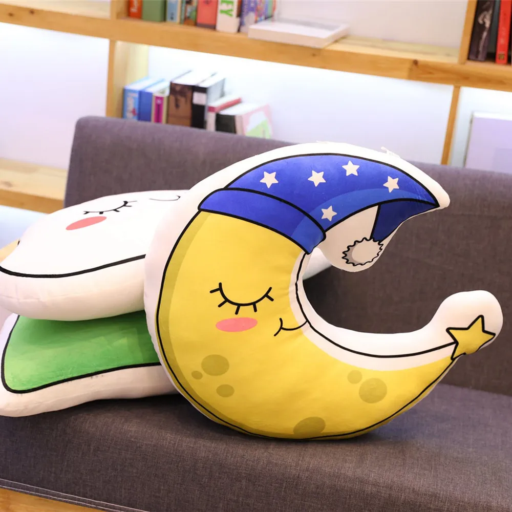 Kawaii плюшевая подушка для сна, облачная звезда, подушка в виде Луны, детская комната, Декор, природа, радужная Подушка, детские подарки на день рождения