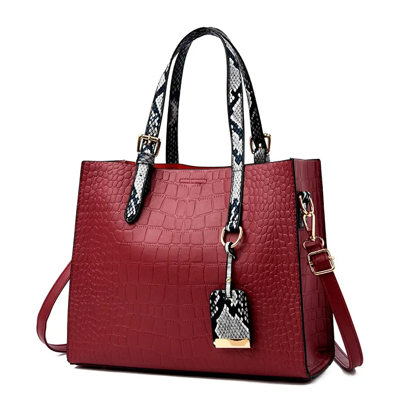

2019 Summer New Style Fashion Stone Crocodile Pattern WOMEN'S Shoulder Bag Occident Fashion Hand Large Bag