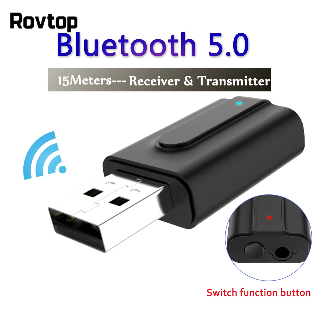 

2 in 1 Bluetooth 5.0 Receiver Transmitter Adapter USB Wireless Audio Stereo Music Adapter Transmitter For Car Speaker Headphone