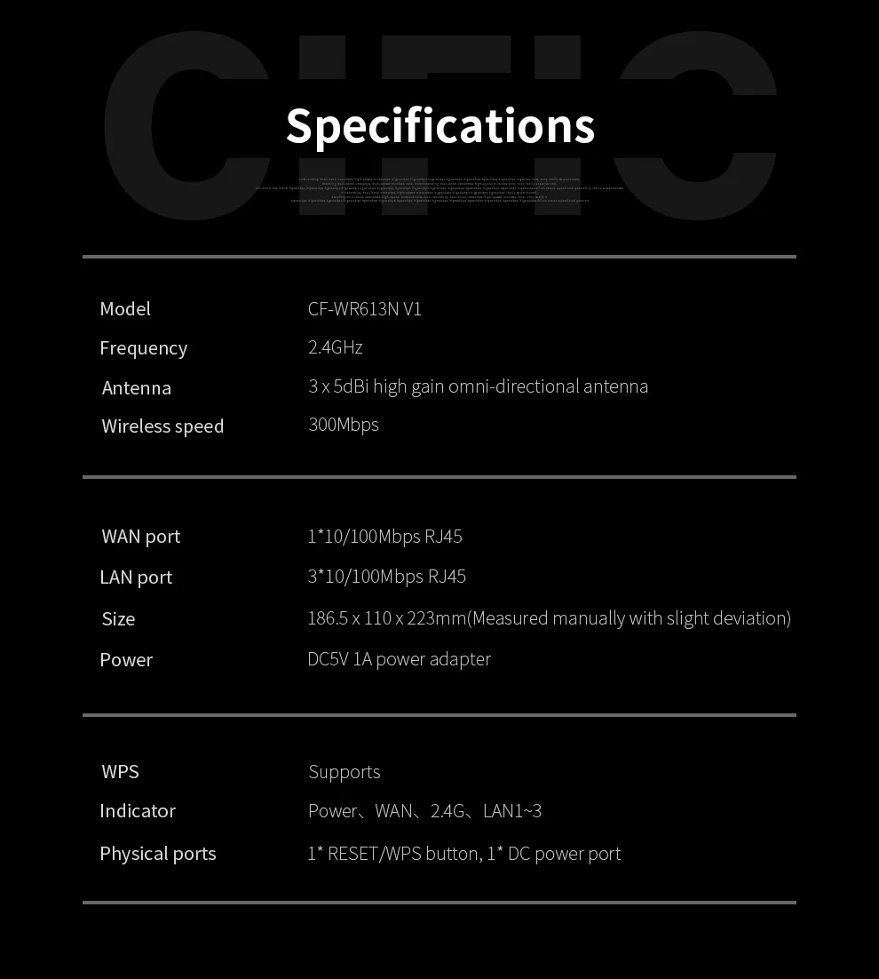 COMFAST 2.4/5.8GHz 300Mbps RJ45 Cổng Máy Tính Để Bàn Treo Tường Vùng Phủ Sóng WiFi Wan/Lan Nhà Thông Minh sử Dụng Không Dây CF-WR613N V1