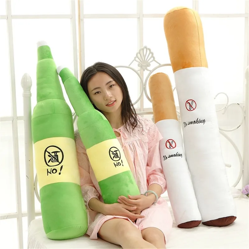 

New Creative Spoof Plush Toy Bottle Simulation Cigarette Big Pillow Boy Birthday Gift for Boyfriend
