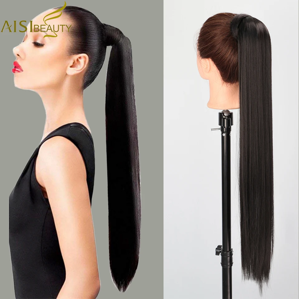 Closeout Ponytails Hair-Extension Hairpieces Blonde False-Hair Clip-In Black Natural Straight kblRkWNYz