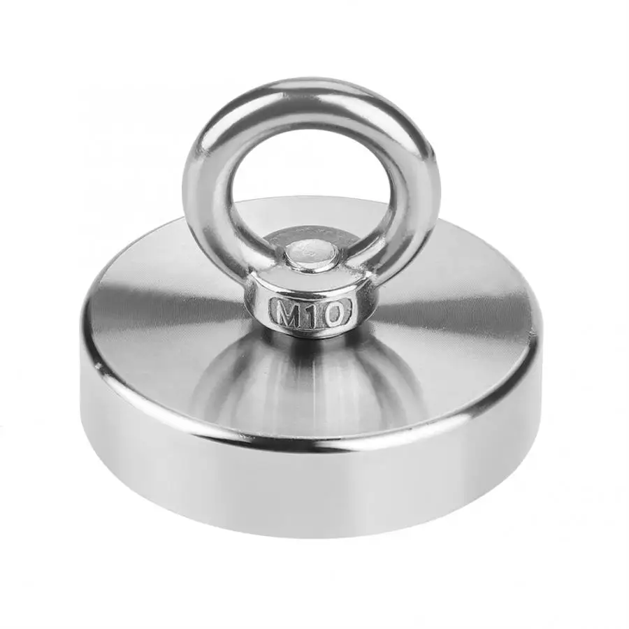 D75 160KG Super Strong Recovery Single Side Magnet Search Salvage Fishing Magnet Hunting Charm Eyebolt NdFeB