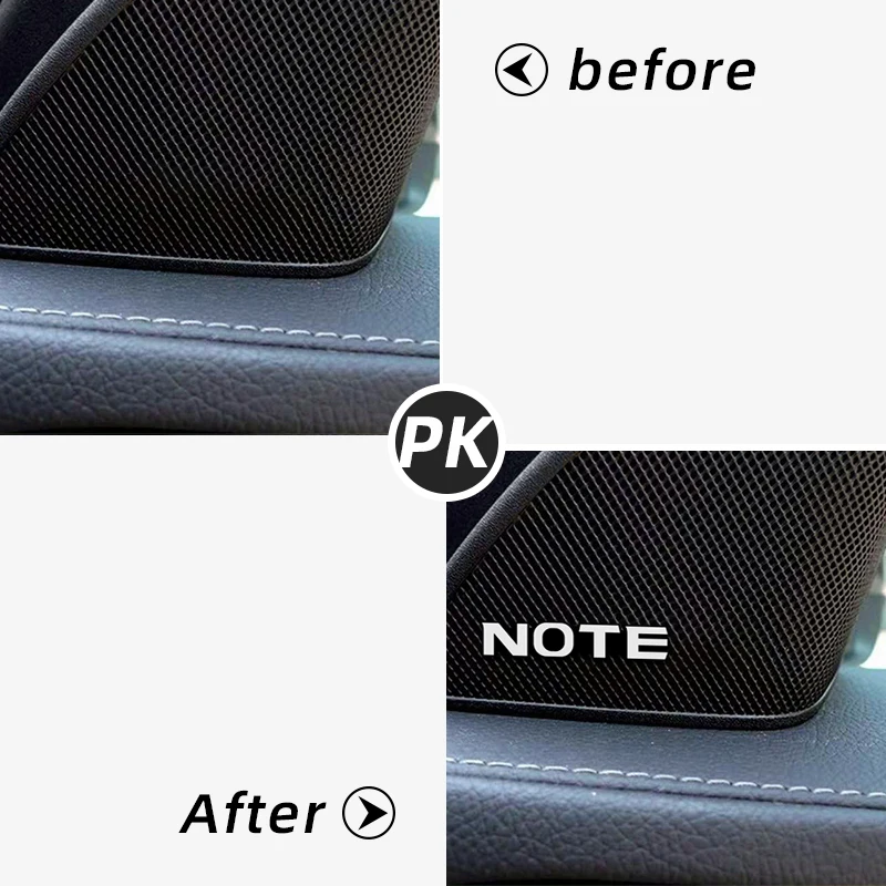 10pcs car audio decorate 3D Aluminum Badge Emblem Sticker For Nissan NOTE E11 E12 Accessories Car Styling
