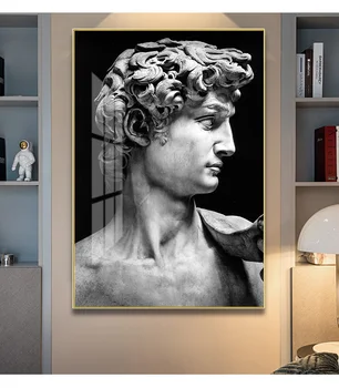 

Modern Black and white David Sculpture Wall Art Canvas Painting Posters And Prints Pictures For Living Room Home Decor