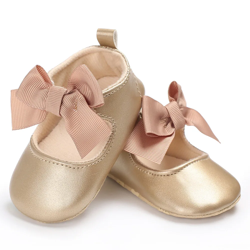 

Baby Girls PU Leather First Walker Autumn Anti-slip Soft Bottom Girl Princess Shoes Toddler Bow Hollow Out Crib Shoes For Baby