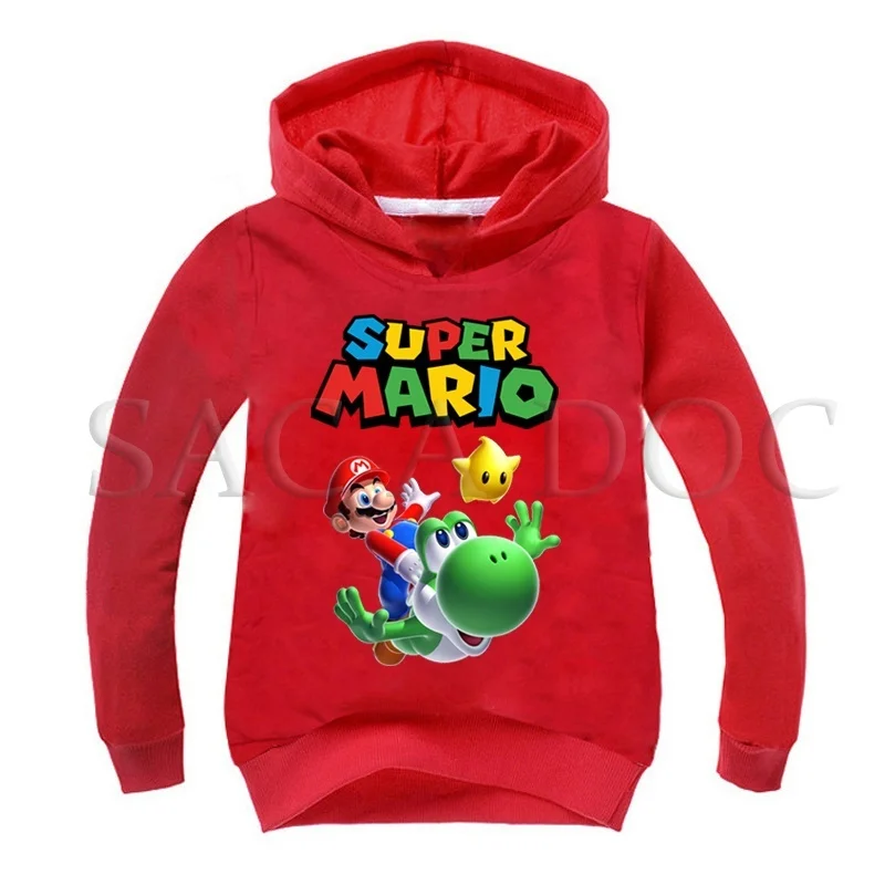 Детские толстовки с капюшоном «Super Mario Bros»; модные повседневные хлопковые толстовки для мальчиков и девочек; топы; детский пуловер; спортивная одежда; топы; подарок для детей