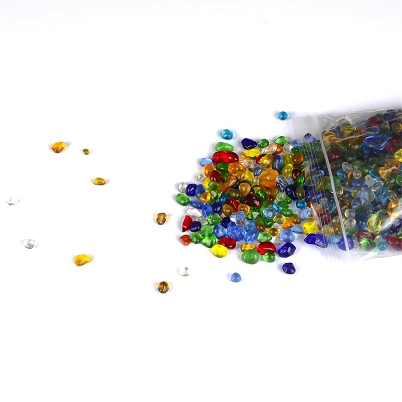 

Hot Sale 100g Natural Polished Rainbow Mixed Color Glass Tumbled Stone Colored Glaze Gravel For Home Decoration