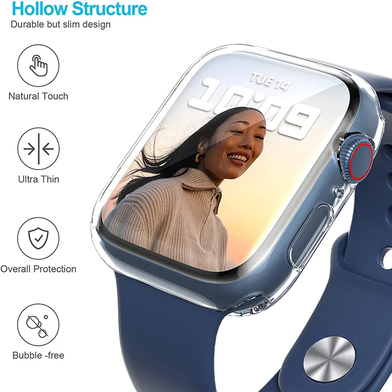 Cover Protector For Apple Watch case 45mm 41mm 44MM 40MM Full TPU Screen Bumper 42mm 38MM accessories iwatch series 7 SE 6 5 4 3