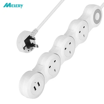 

Multiple Power Strip 2/3/4 Way UK Outlets Electric AC Plug Socket USB Charging Ports 1.8m Extension Cord Flexible Rotary Movable