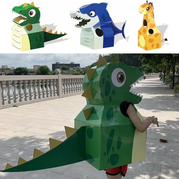 

Kid Toy Cartoon DIY Paper Arts Animal Costumes Early Learning Dinosaur Giraffe Costume Children Stage Show Halloween Costume