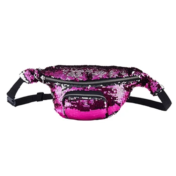 

Women Adjustable Belt Sequins Shoulder Bags Zipper Chest Fanny Pack Waist Bag