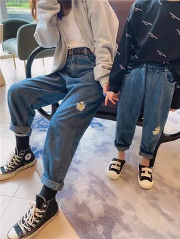 

2020 autumn new ins trend daisy jeans port style loose parent-child jeans for boys and girls