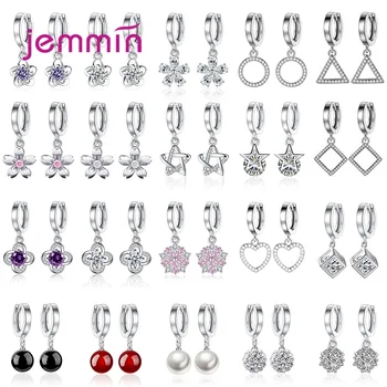 

S925 Sterling Silver Earrings Pendientes for Woman Girl Birthday Christmas Gift Rhinestone Crystal Cubic Zircon Handmade Jewelry