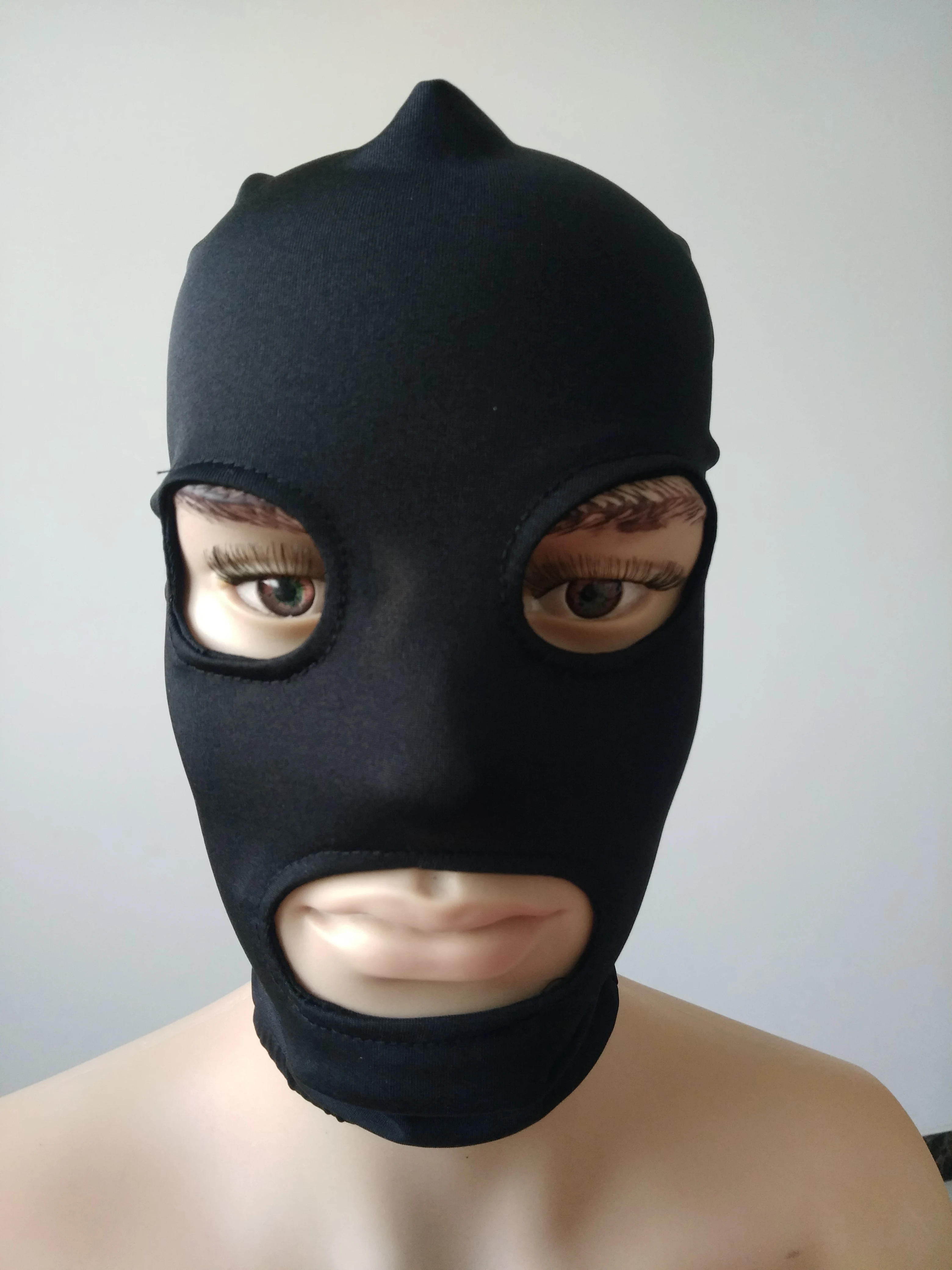 

Brand Adult kids unisex Zentai Costumes Party Halloween black color hood Cosplay Costumes Lycra Mask open eyes mouth
