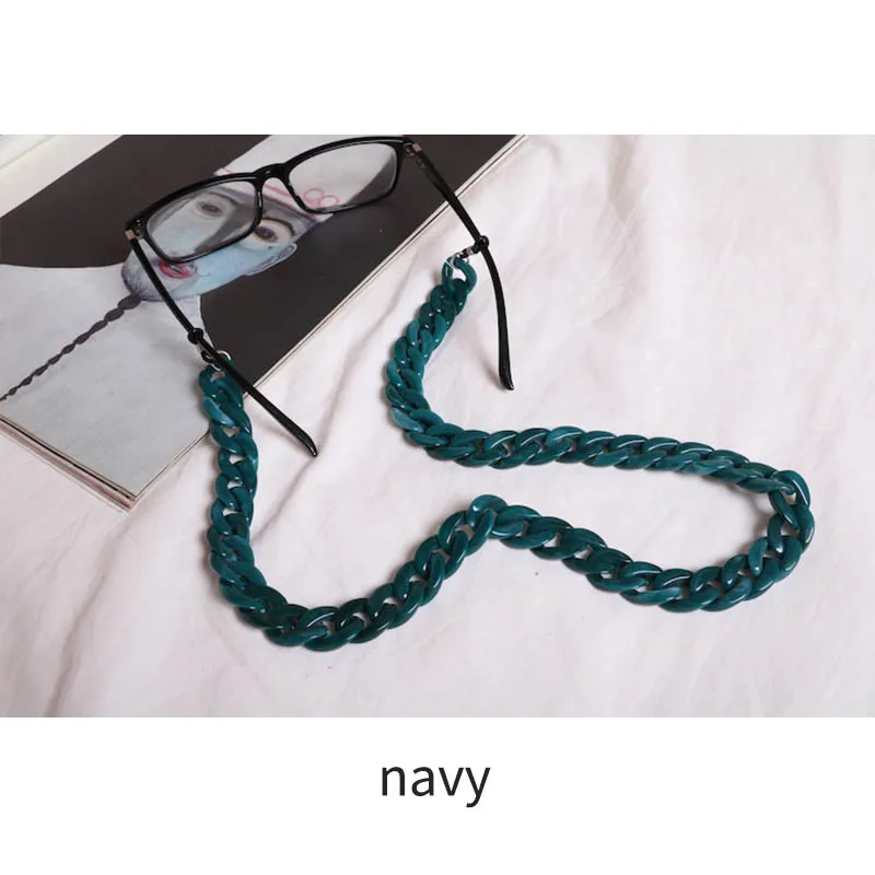 20 цветов, винтажные очки для чтения, веревка, нескользящий акриловый держатель для очков, ремешок, фиксатор для очков - Цвет: navy