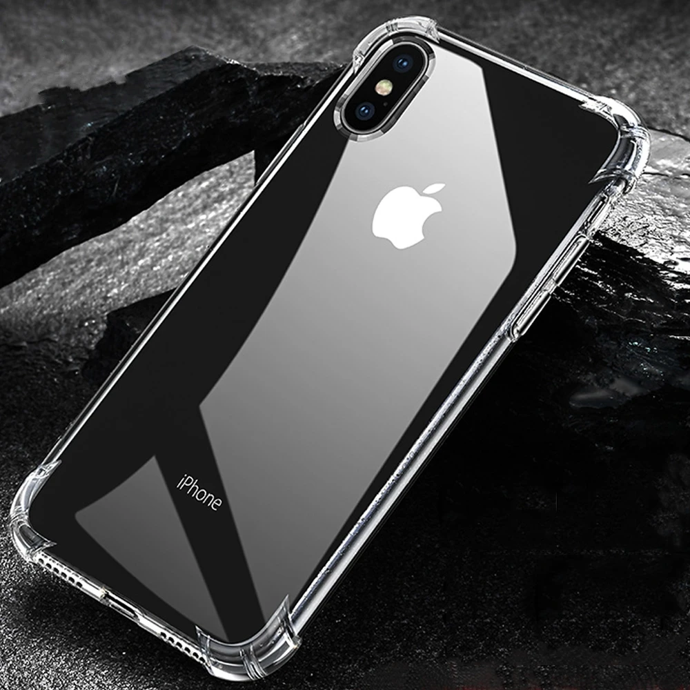 For iPhone 6 6s 7 8 Plus Slim Clear Soft TPU Cover Support Wireless Charging X XR XS Max Case Anti-shock Frame Bag | Мобильные