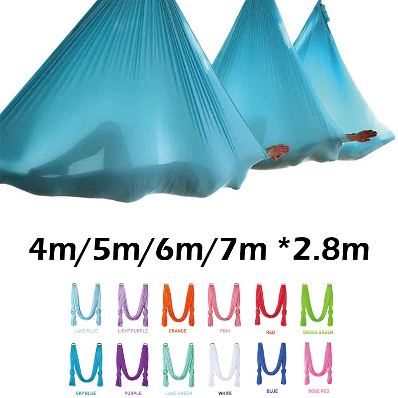 Aerial Yoga Swing Anti-Gravity Aerial Yoga Hammock, Tecido de Sedas, Inversão para Dança Voadora, Fitness Training, 4 m, 5 m, 6 m, 7m