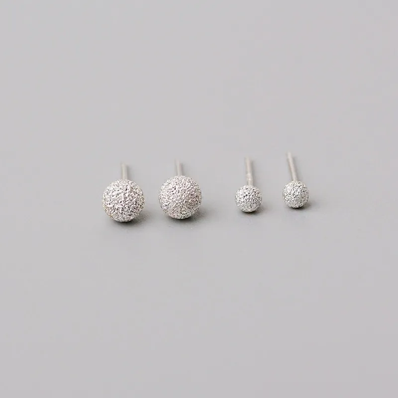 Модные 925 пробы серебряные серьги с мелким шлифованным шариком, матовые серьги из стерлингового серебра для женщин, популярные ювелирные изделия