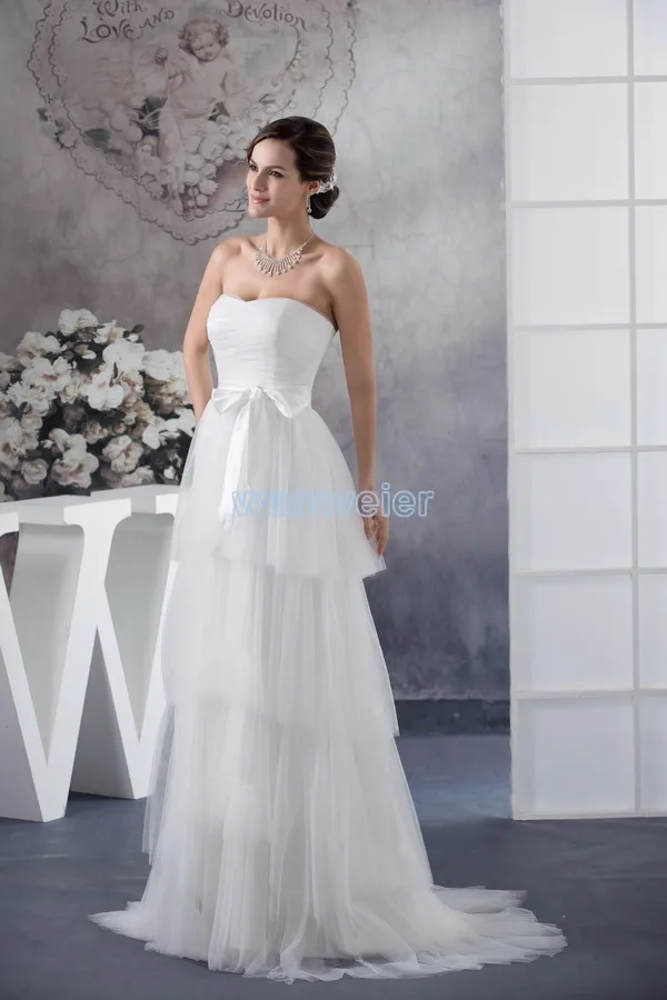 

free shipping 2016 hilti new design custom size bridal gown handmade bow sweetheart plus size white chiffon Bridesmaid Dresses