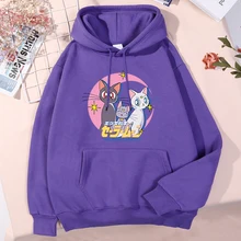 Desenhos animados bonitos estampas streetwear hip hop homem de rua com capuz outono quente velo com capuz moda legal engraçado hoodie masculino