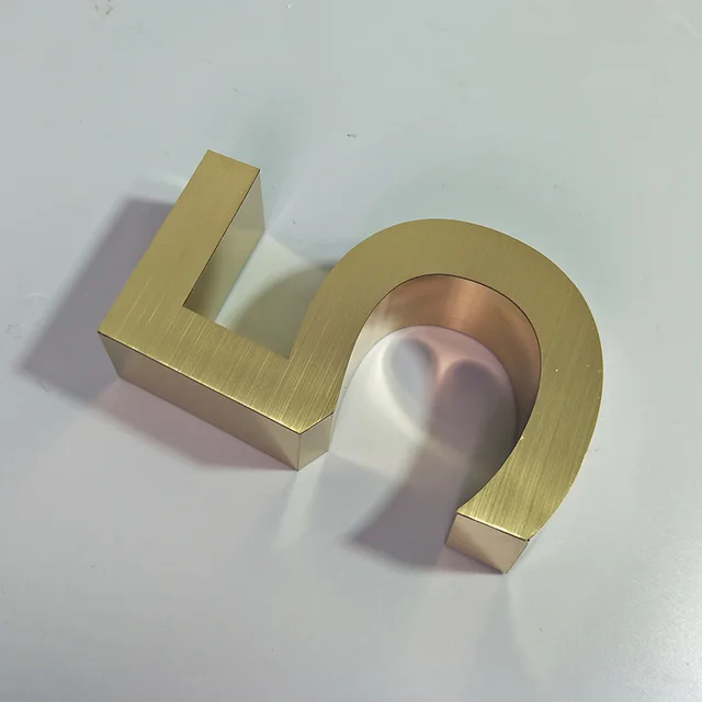 House Numbers 0 9 ABC Outdoor Metal 3D modern gold Stainless Steel 