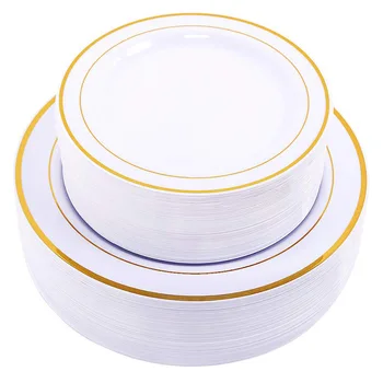 

25Pcs Rose Gold Plastic Plates Lace Design Wedding Party Plastic Plate Disposable Dinnerware Cups Dessert Appetizer Birthday
