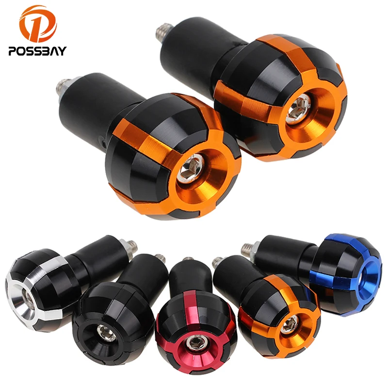 POSSBAY Motorcycle CNC Handlebar Grips Bar Ends Slider Cap Plugs