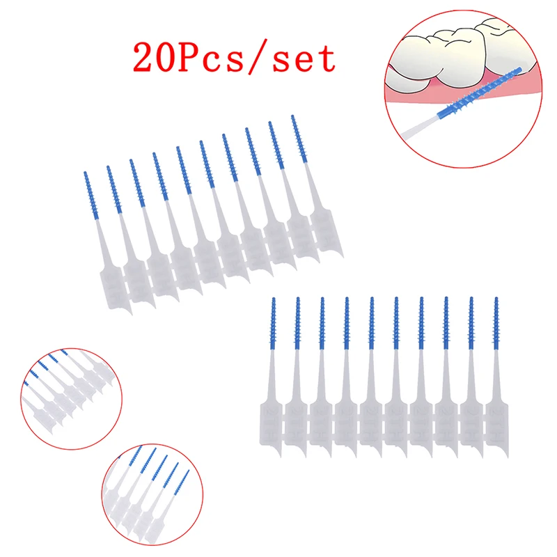 20pcs/box Silicone Interdental Brush Refill Tooth Pick Cleaning Between Teeth Soft Adult Interdental Brush Oral Care Tool
