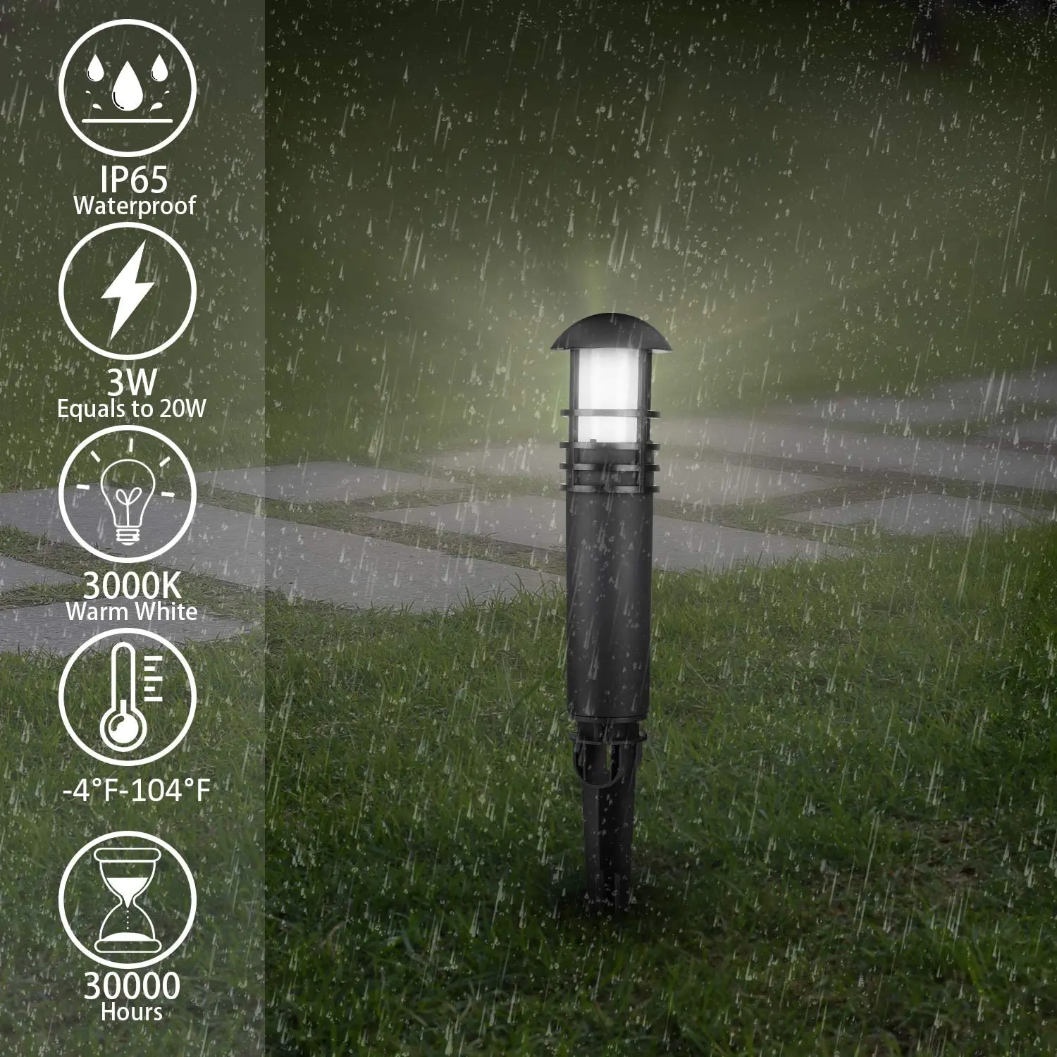8Pcs LED Outdoor Garden Lawn Lights Pathway Yard Landscape Lamps Mushroom Spike Type With 2*1m Cable IP65 DC12V  Easy-Install 3
