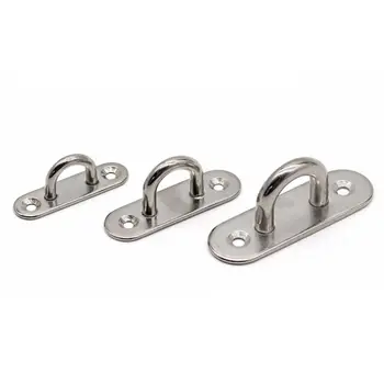 

2pcs 304 Stainless Steel Oval Pad Eye Plate Marine Hardware U-shaped Hook Loop A69A