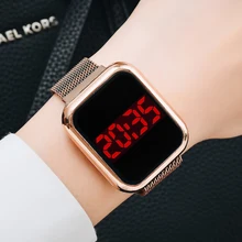 Aliexpress - Luxury Square Digital Magnetic Watches For Women Rose Gold LED Ladies Quartz Watch Casual Female Colck reloj mujer Dropshipping