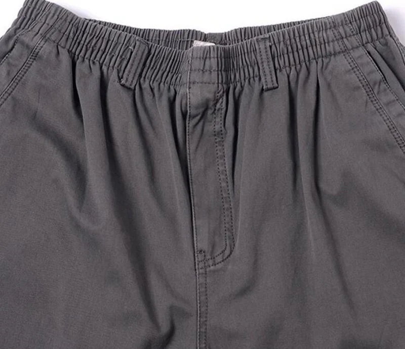 winter Men cotton cargo thick pants zipper large size 8XL 7XL 6XL out door safari style pants Stretch Elastic waist elasticity