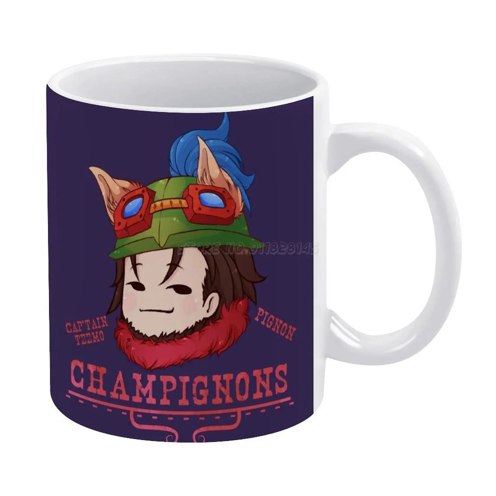 Teemo-MUSHROOMS White Mug New Good Quality Print 11 Oz Coffee Cup Nalfeïnn Nalfeinn Teemo Riot Games Mushroom | Дом и сад