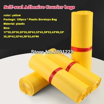 

100Pcs/Lot Plastic Envelope Self-seal Adhesive Courier Storage Bags Yellow Plastic Poly Envelope Mailer Shipping Bags